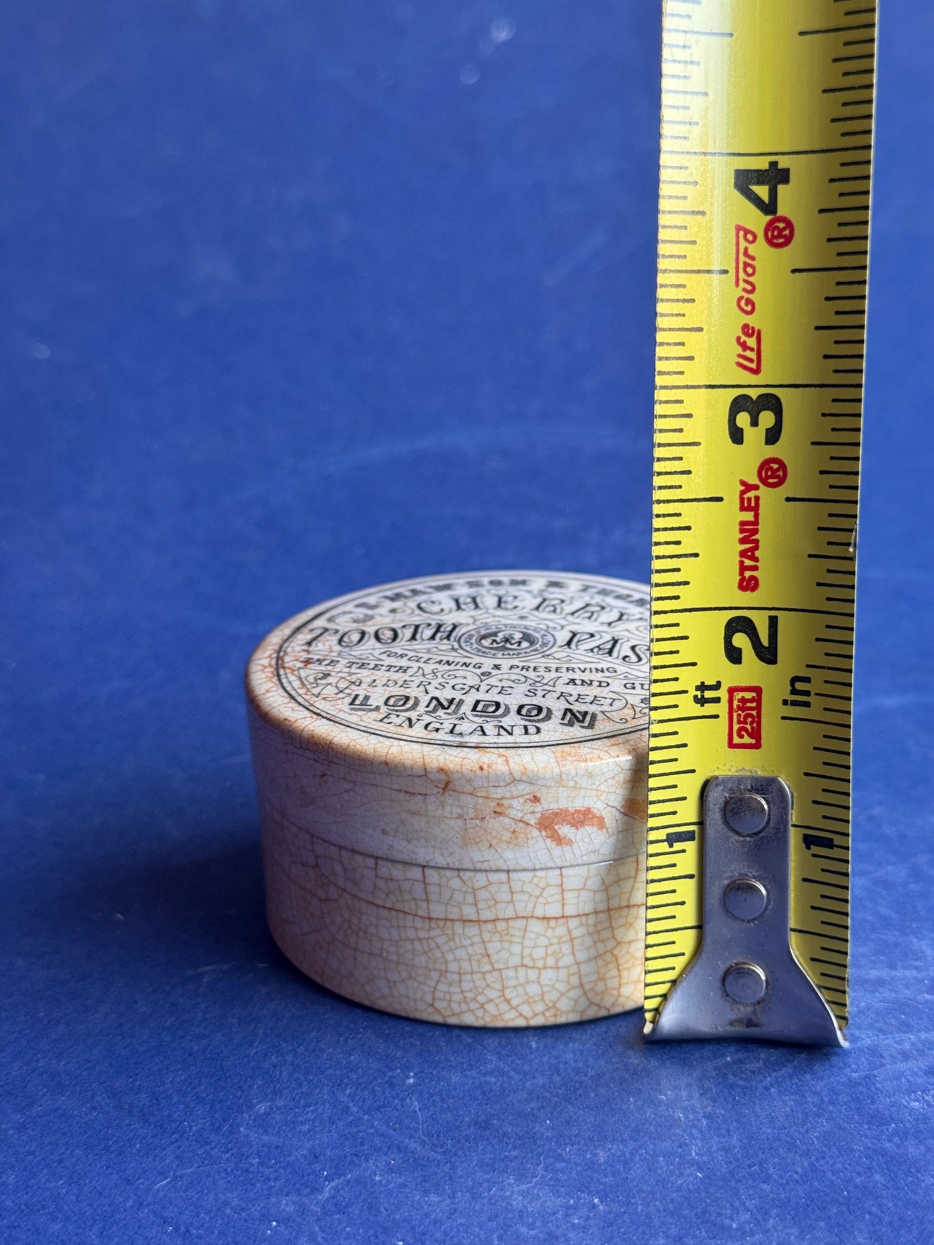 Antique Victorian Cherry Tooth Paste Ceramic Pot Lid & Base S Maw Son Thompson London